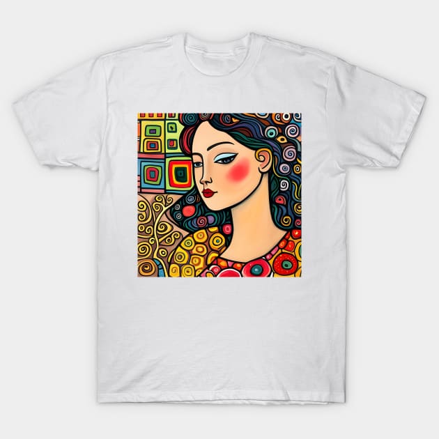 Young woman Typing T-Shirt by Colin-Bentham